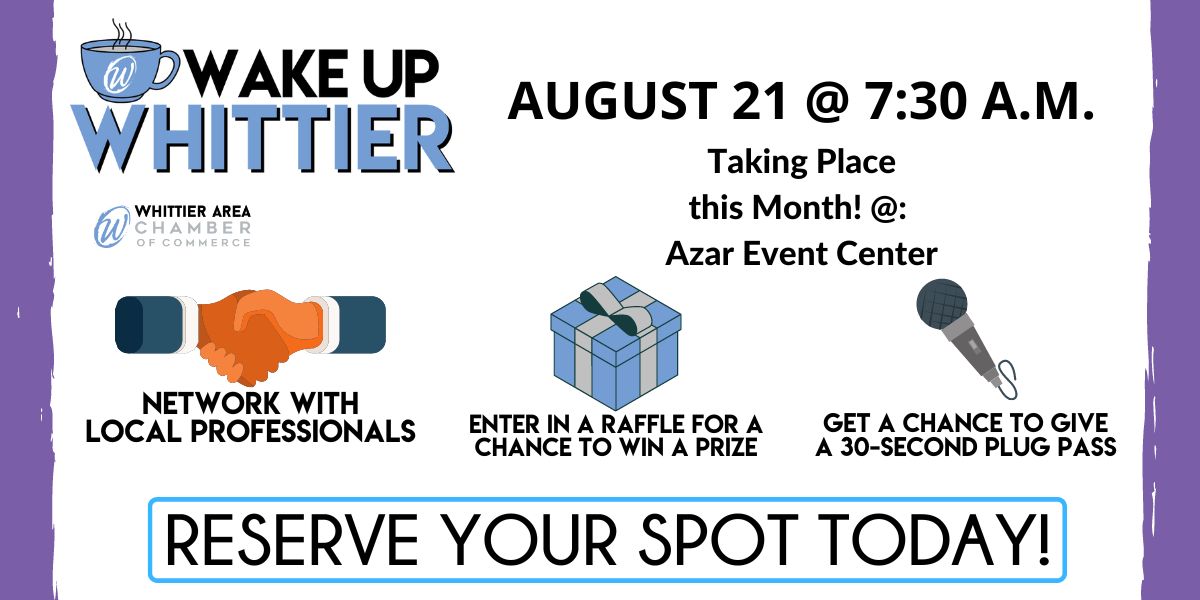 Azar Event Center Wake Up Whittier Community Calendar Ad 2024