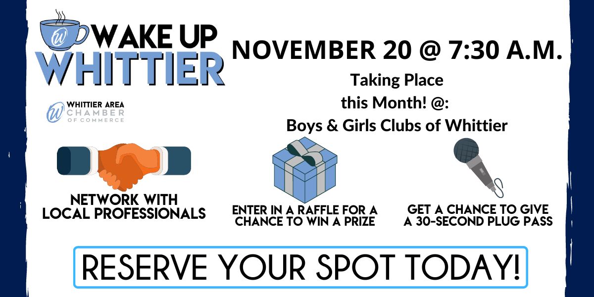 November 2024 Wake Up Whittier Community Calendar Ad